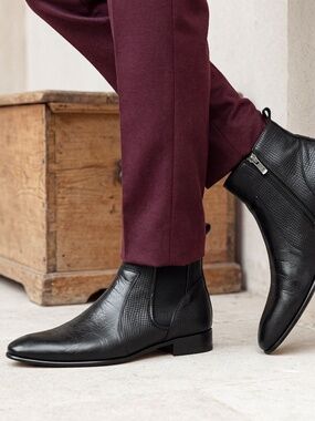 Black Chelsea Leather Boots